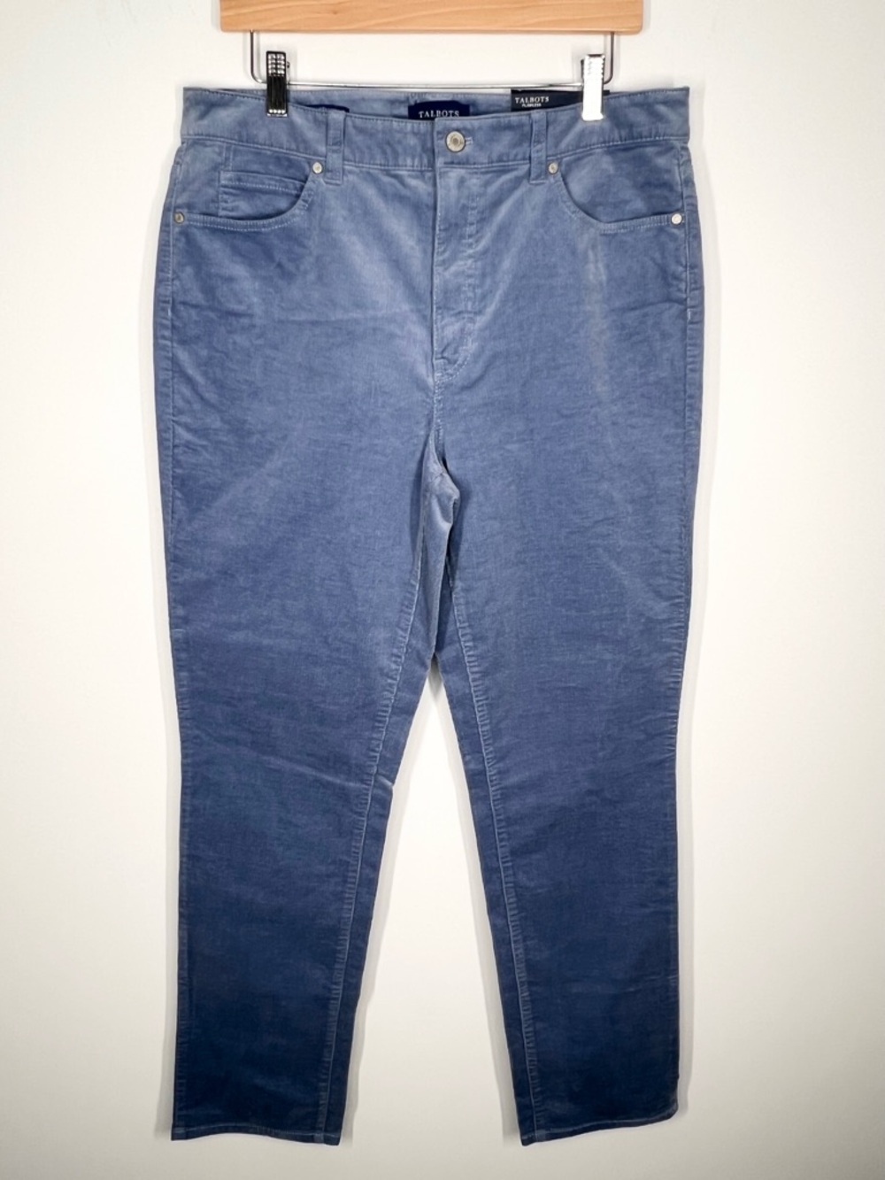 NWT Talbots Flawless High Waist Straight Leg Blue Corduroy Pants Slimming 12